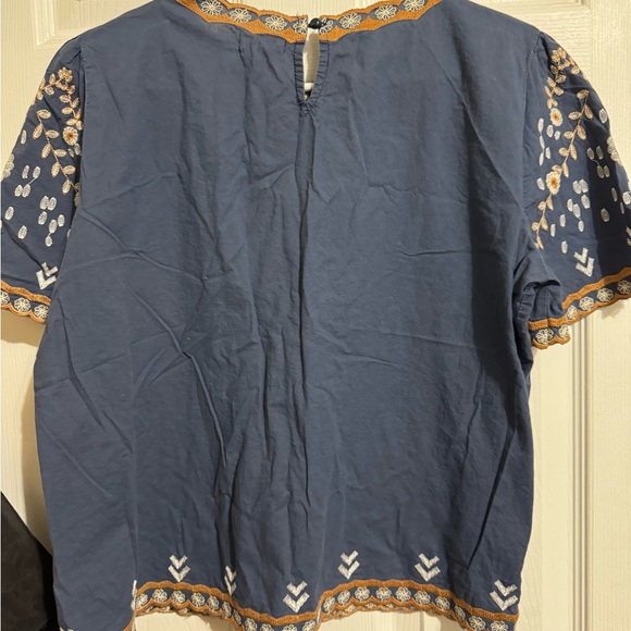 Main Strip Navy Blue Embroidered Blouse - Picture 4 of 4
